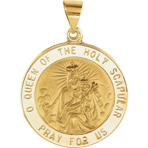 14k Yellow Gold 22mm Round Hollow Scapular Medal
