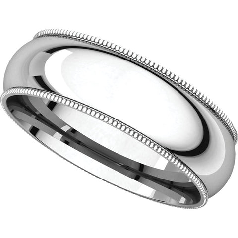 10k White Gold 6mm Milgrain Comfort Fit Band, Size 11
