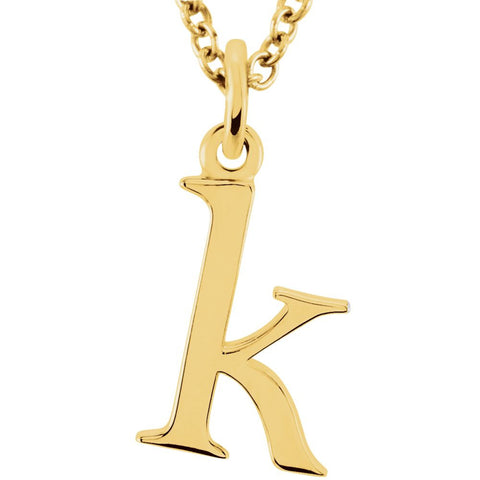 14k Yellow Gold "k" Lowercase Initial 16" Necklace