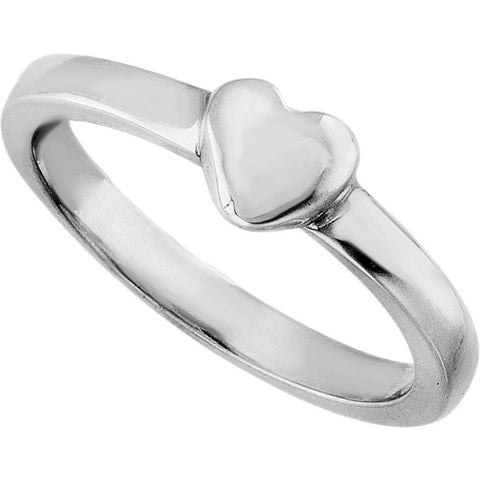 Sterling Silver Heart Fashion Ring, Size 7