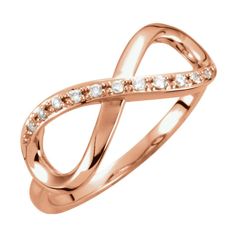 14k Rose Gold .05 CTW Diamond Infinity-Inspired Ring, Size 7