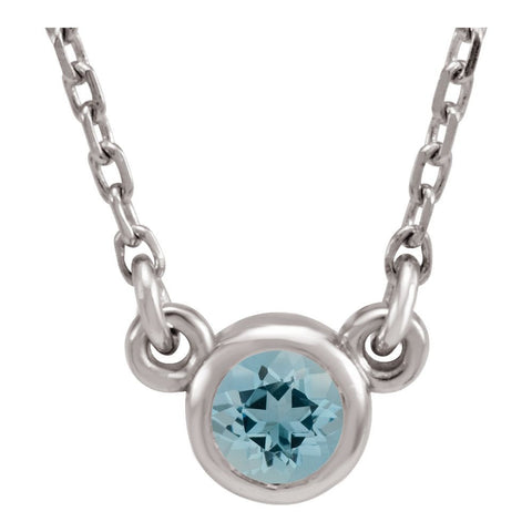 14k White Gold Aquamarine Bezel 16" Necklace