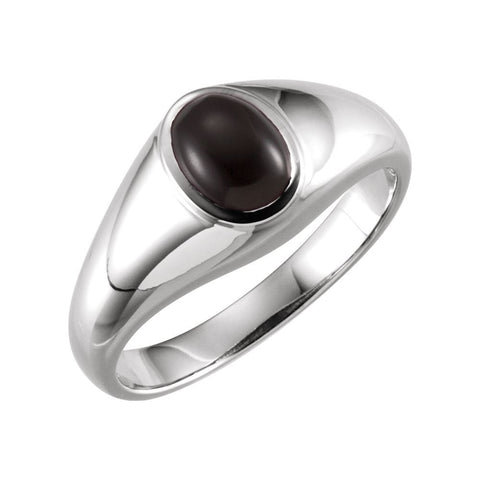 14k White Gold Onyx Ring, Size 10