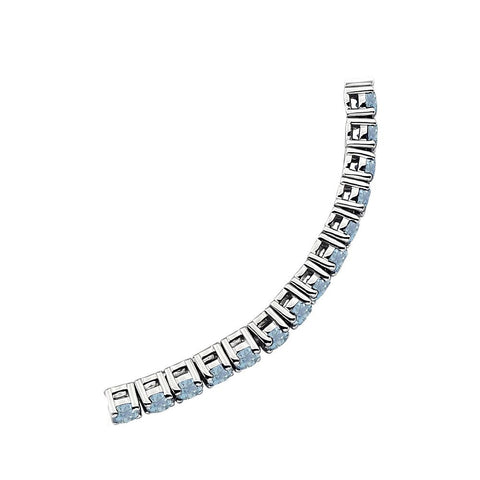 14k White Gold Aquamarine Line 7.25" Bracelet