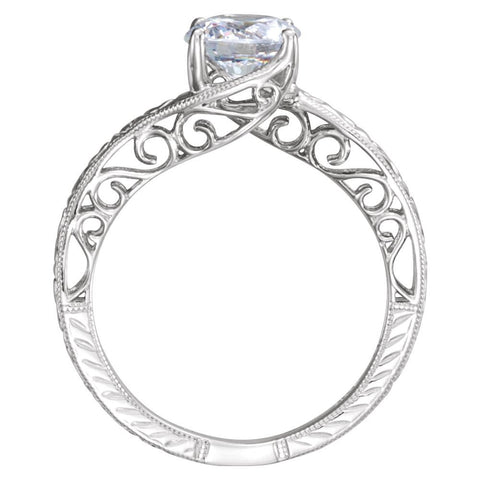 14k White Gold 4-Prong Solitaire Engagement Ring or Band, Size 6