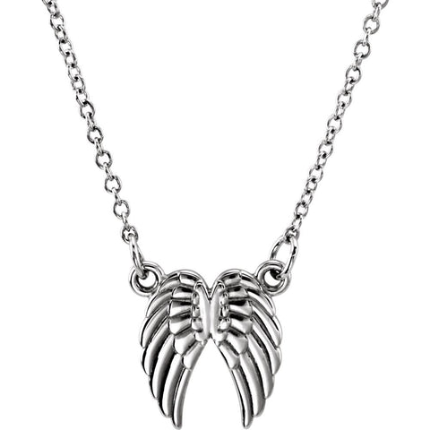 14k White Gold Angel Wings 16-18" Necklace