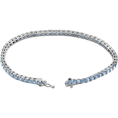 14k White Gold Aquamarine Line 7.25" Bracelet