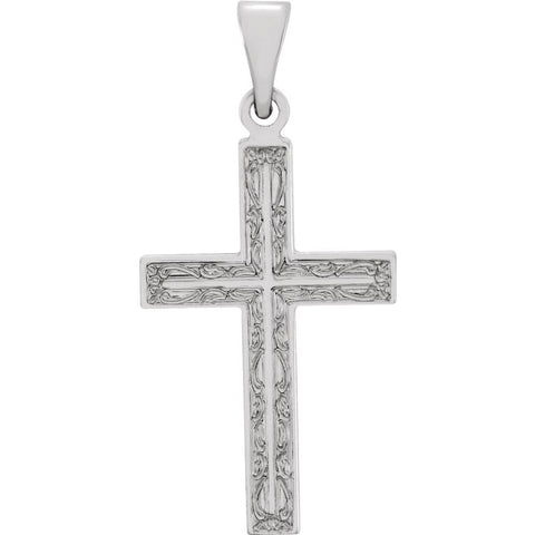 14k White Gold Cross Pendant