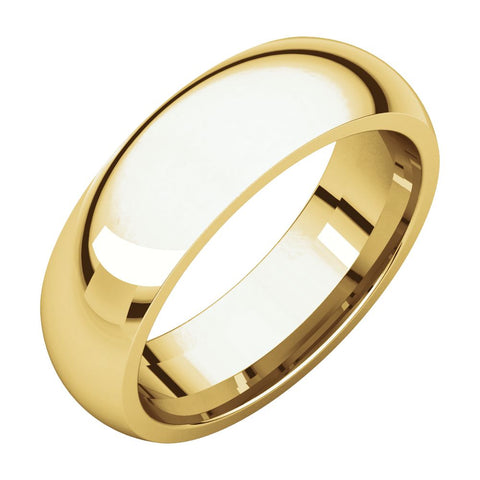 14k Yellow Gold 6mm Comfort Fit Band, Size 6