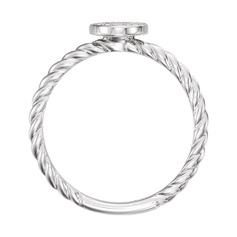 14k White Gold 1/6 CTW Diamond Rope Cluster Ring, Size 7