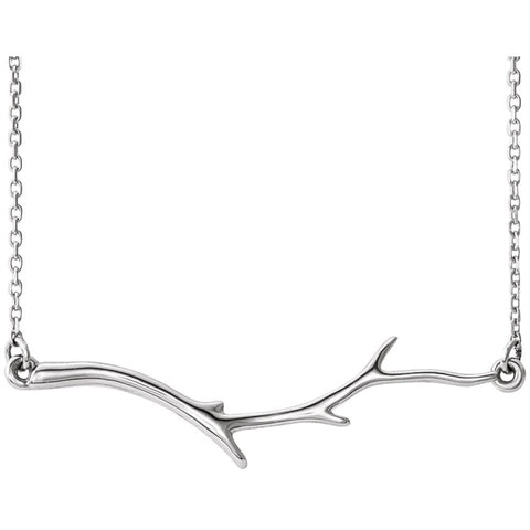 14k White Gold Branch Bar 16-18" Necklace