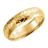14k Yellow Gold 6mm Comfort-Fit Hammer Finish Wedding Band for Men, Size 11