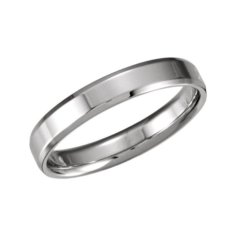 14k White Gold 4mm Beveled Edge Comfort-Fit Band Size 5