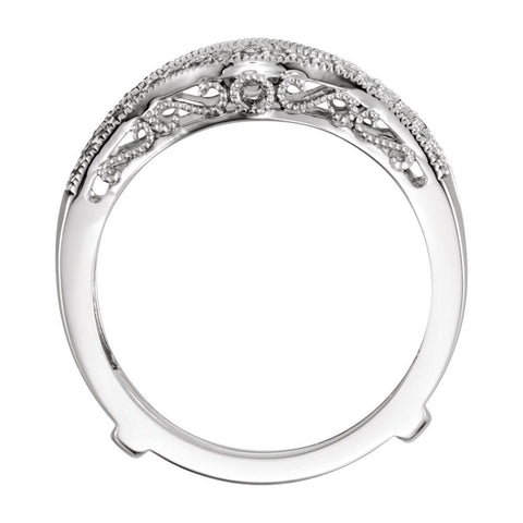 14k White Gold 1/4 CTW Diamond Ring Guard , Size 7