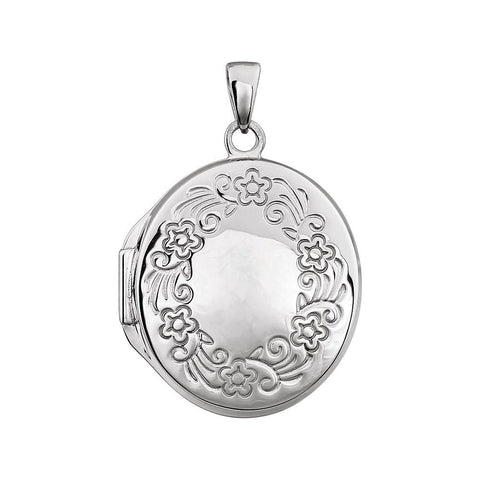 Sterling Silver Engraved Oval Locket