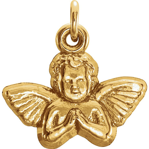 14k Yellow Gold 11x12mm Angel Baby Pendant