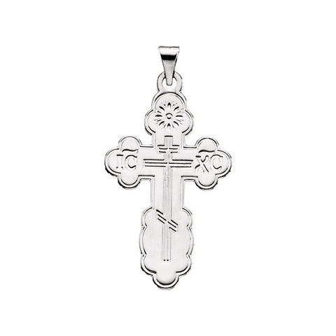 14k White Gold 32x21mm Orthodox Cross Pendant with Packaging