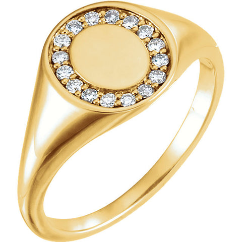 14k Yellow Gold 1/6 ctw. Diamond Signet Ring, Size 7