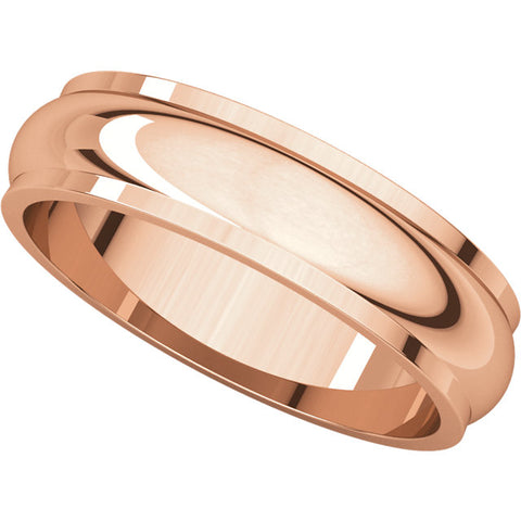 14k Rose Gold 5mm Half Round Edge Band, Size 9