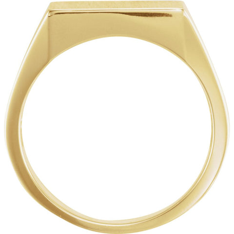14k Yellow Gold 13.5x14mm Square Signet Ring, Size 11