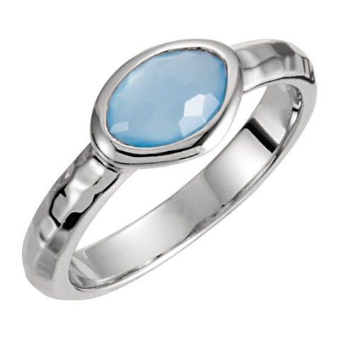 Sterling Silver 7x5x4mm Blue Chalcedony Ring Size 7