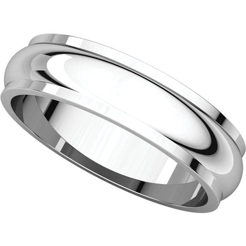 14k White Gold 5mm Half Round Edge Band, Size 11
