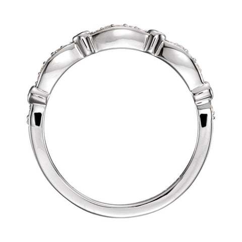 14k White Gold 1/8 CTW Diamond Stackable Anniversary Band, Size 7