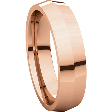 10k Rose Gold 6mm Knife Edge Comfort Fit Band, Size 7.5