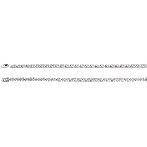 Sterling Silver 6.75mm Wire Cable 18" Chain