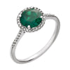 Sterling Silver Created Emerald & 0.01 ctw. Diamond Ring, Size 7