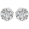 14k White Gold 2 CTW Diamond Cluster Earrings