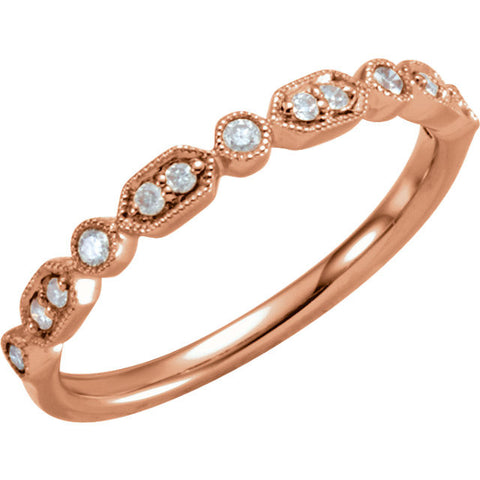 14k Rose Gold 1/8 CTW Diamond Ring Size 7