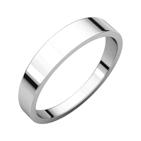 14k White Gold 4mm Flat Tapered Band, Size 10