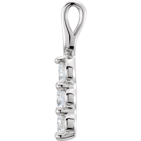 14k White Gold 1/2 CTW Diamond 3-Stone Pendant