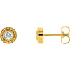14K Yellow Gold 1/5 CTW Diamond Beaded Earrings With Backs