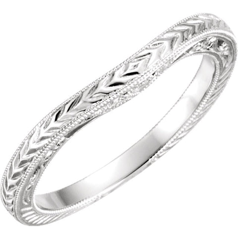 14k White Gold .03 CTW Diamond Hand-Engraved Band , Size 6