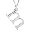 14K White Gold 0.025 CTW Diamond Lowercase Letter "M" Initial 16-Inch Necklace
