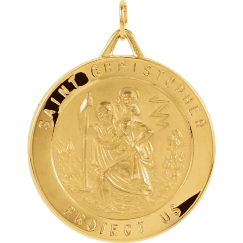 14k Yellow Gold 29mm St. Christopher Medal