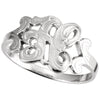14k White Gold Initial Rings, Size 6