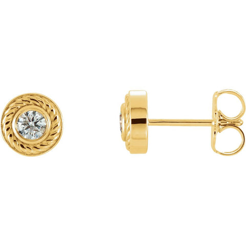 14k Yellow Gold 1/5 CTW Diamond Rope Earrings with Backs