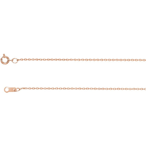 14k Rose Gold 1mm Diamond Cut Cable 16" Chain