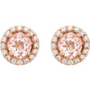 14k Rose Gold Morganite & 1/5 CTW Diamond Earrings