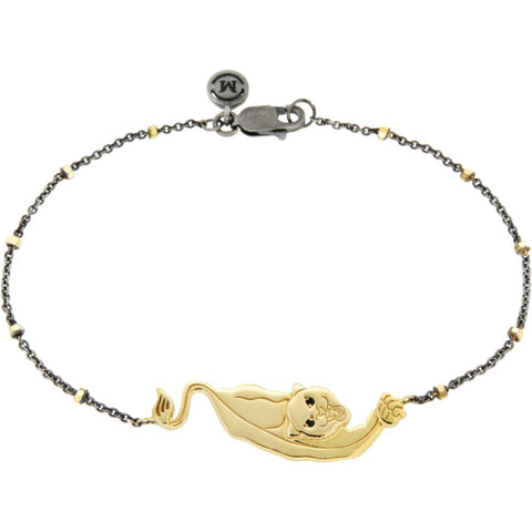 18k Yellow Gold Vermeil & Black Rhodium-Plated Panther 7.5" Bracelet for Courage