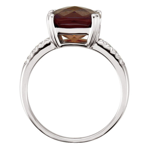 14k White Gold .08 CTW Diamond & 10x10mm Smoky Quartz Ring, Size 7