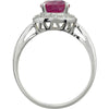 14k White Gold Created Ruby & .02 CTW Diamond Ring, Size 7