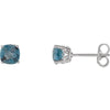 Sterling Silver 5x5mm Antique Square London Blue Topaz Scroll Setting« Earring
