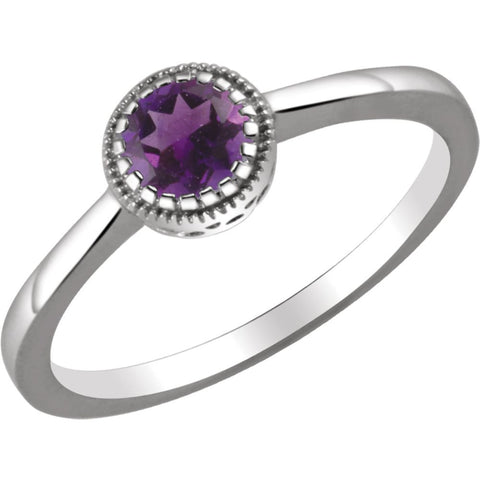 14k White Gold 5mm Round Ring Mounting, Size 7