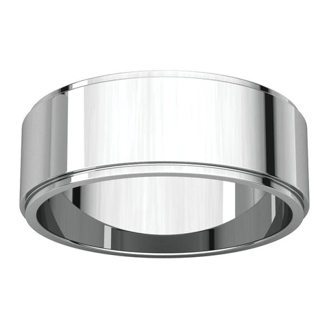 14k White Gold 7mm Flat Edge Band, Size 9