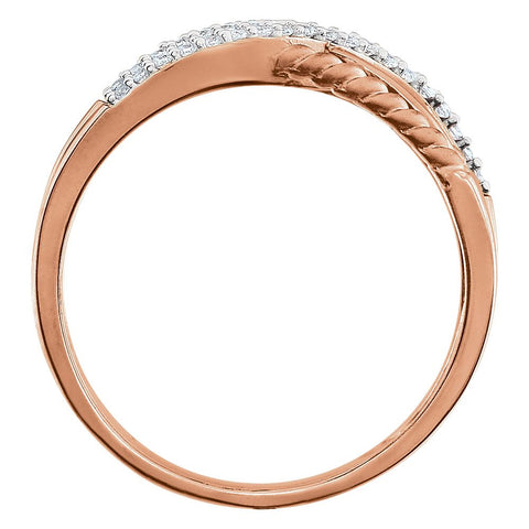 14k Rose Gold 1/6 CTW Diamond Ring, Size 7