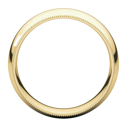 14k Yellow Gold 7mm Milgrain Comfort Fit Band, Size 8.5